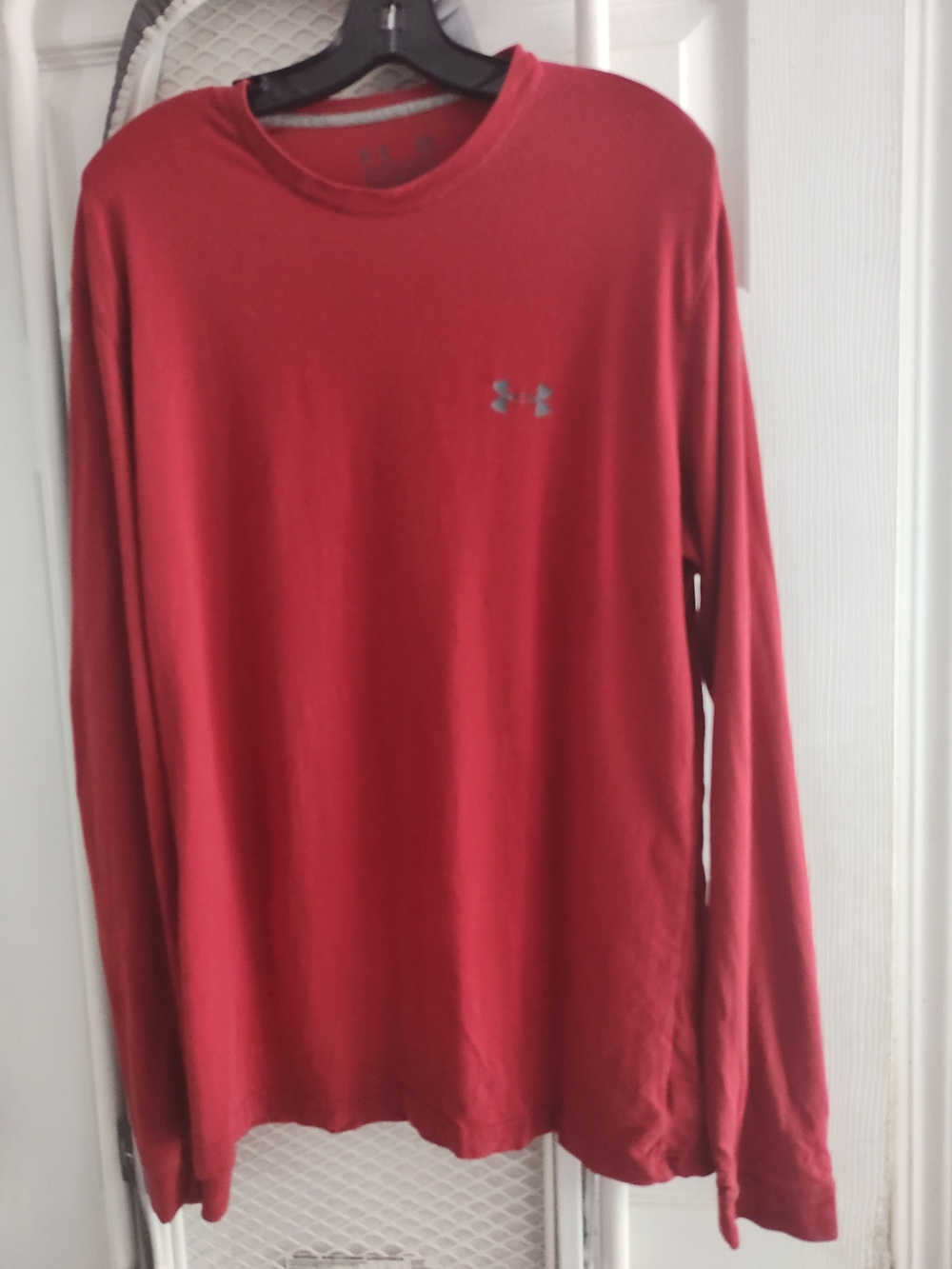Under Armour Men’s Long-Sleeve Crew Tee - Red with Silver Logo